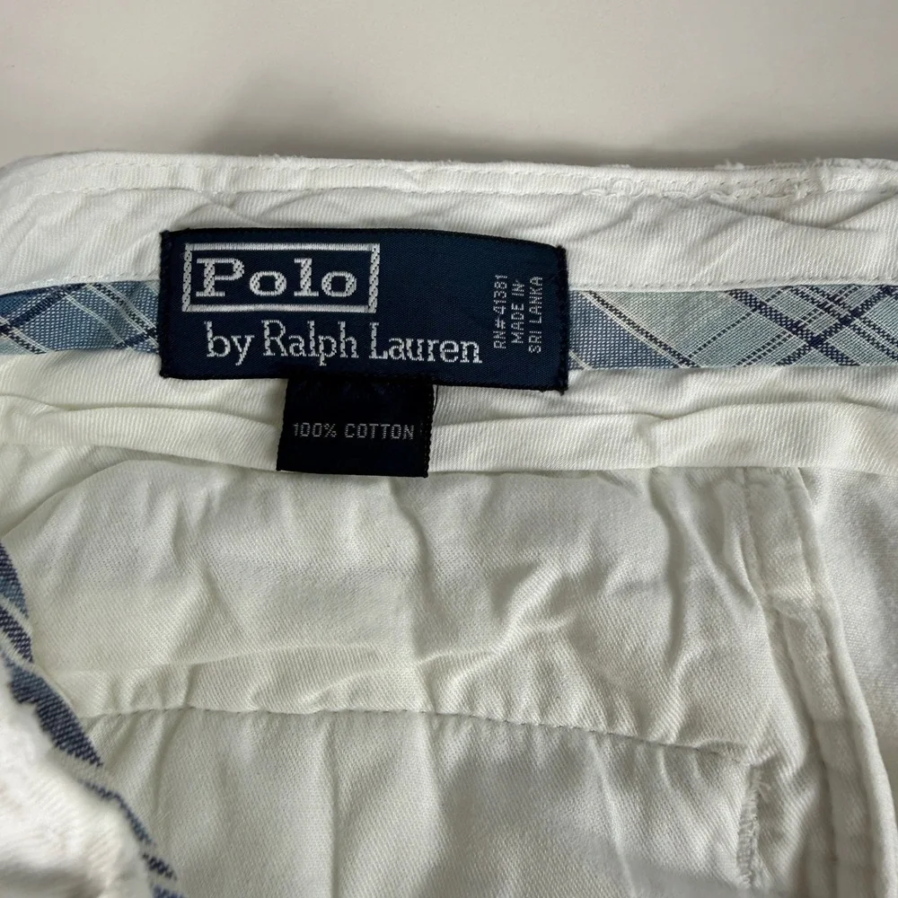 Vintage Polo Ralph‎ Lauren Mens 33 Chino Shorts White Cotton Preppy Casual